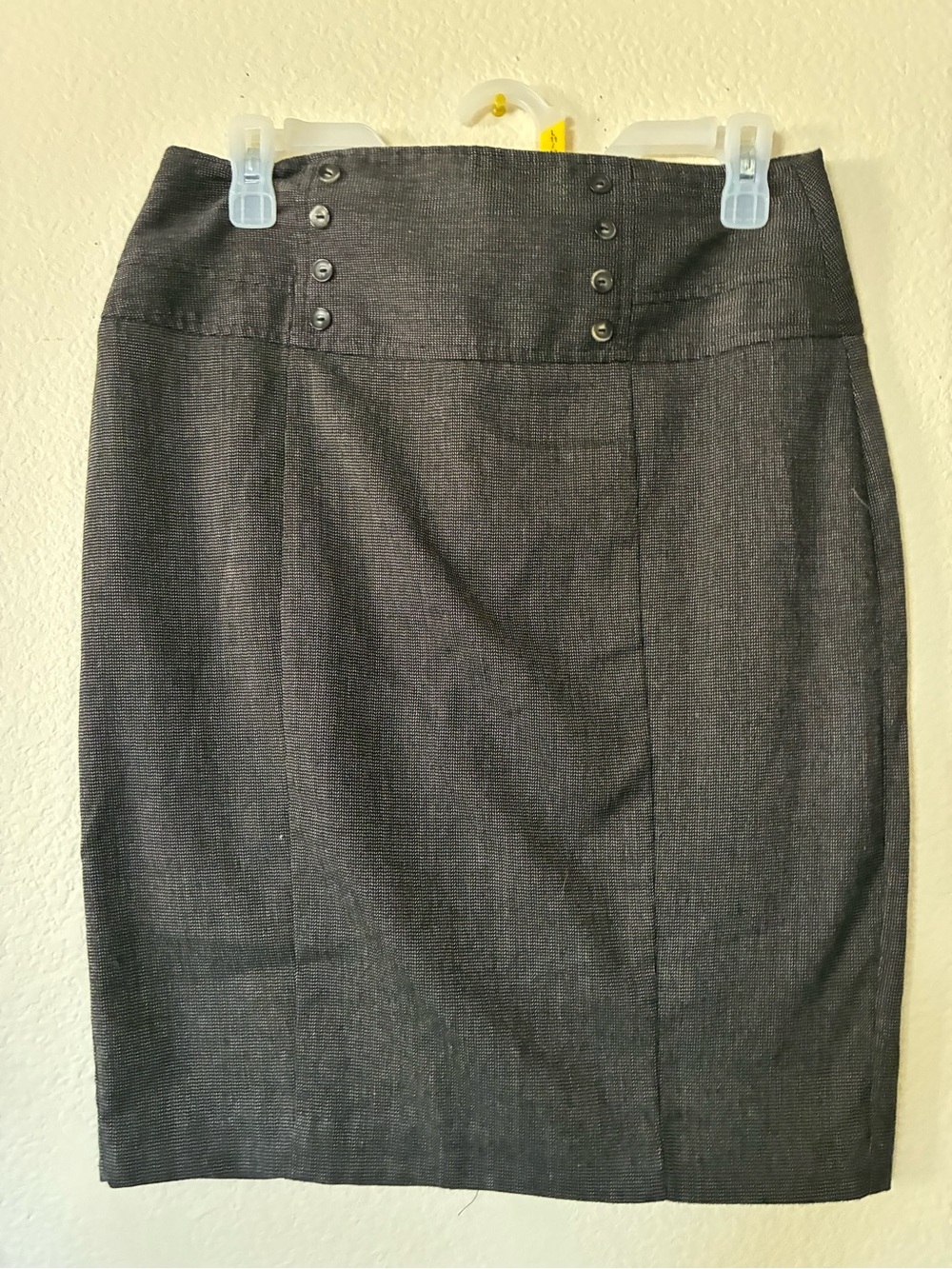 Byer California Charcoal Pencil Skirt with Button Detail